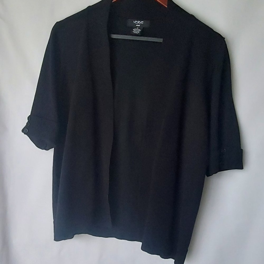 Verve black 1X short sleeve cardigan